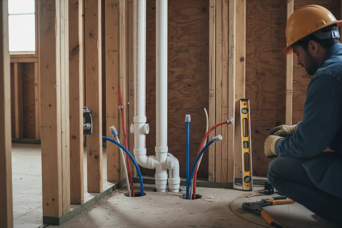 Drain and supply rough-in during Leak Detection in Parksville